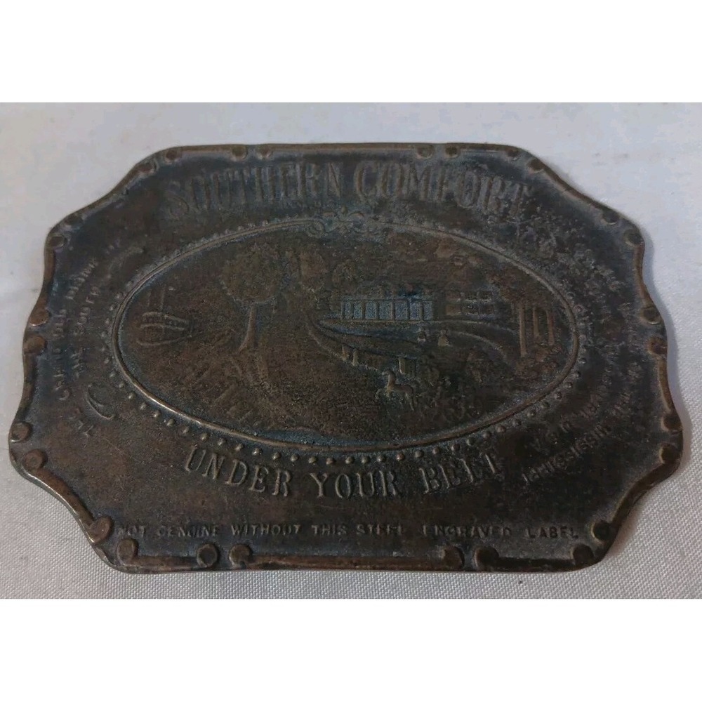 Vtg Southern Comfort Whiskey Belt Buckle Under Your Belt 70s Advertising‎ Promo